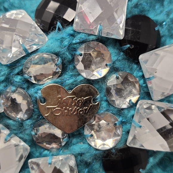 NWT BETSEY JOHNSON TEAL BEJEWELED SPARKLES BEANIE HEAD WRAP TURBAN HAT WOMEN OS - Picture 3 of 12